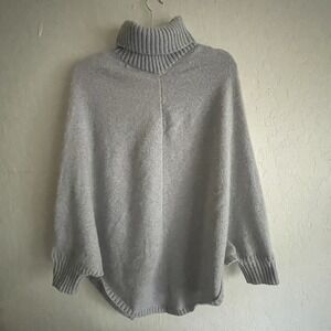 SheIn Womens Grey Turtleneck Sweater Shawl  Lrg (8/10) Long Sleeve Stretch